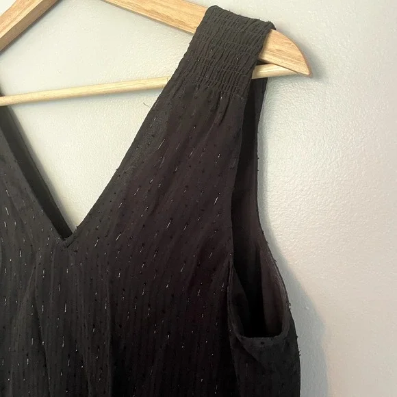 Madewell Nightshine Dress Black Silk Sparkly Shift Dress Size 2 - Picture 14 of 16